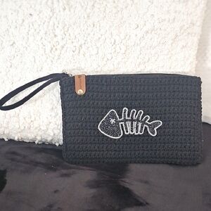 Black Crochet Wristlet with Fishbone Design